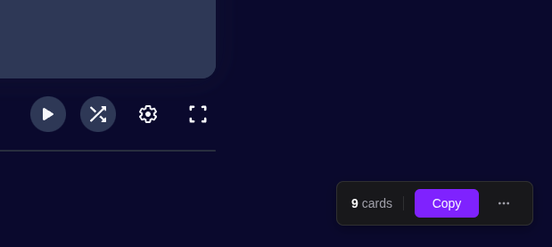 QuickCards floating banner on a Quizlet set page